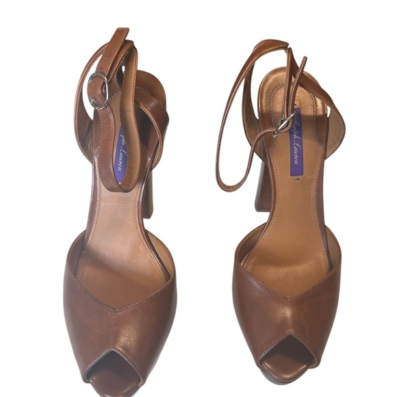 Ralph Lauren Purple Label Brown Leather 6 in Heel Platform quiet luxury Designer - Picture 1 of 7